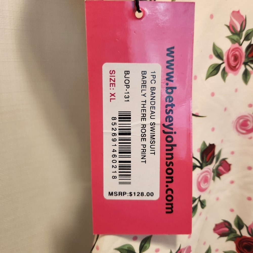 Betsey Johnson Barely There Rose Floral Print One-Piece Swimsuit Size XL Summer - Picture 6 of 7